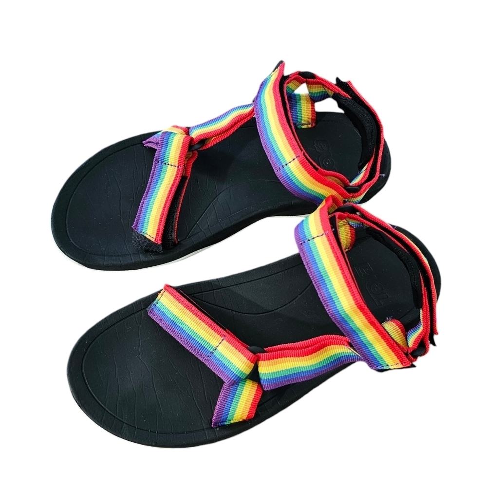 Rainbow Strap Black Sole Women's Sport Sandals